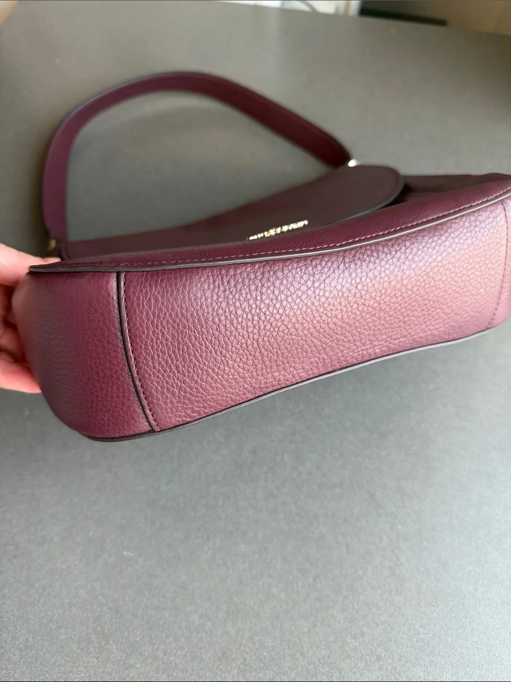 Kate Spade New York Burgundy Pebbled Leather Flap Shoulder Bag